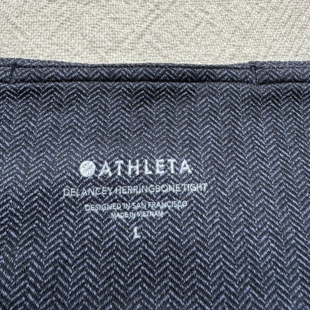 Athleta Delancey Herringbone Blue Tights Leggings L - Picture 7 of 9